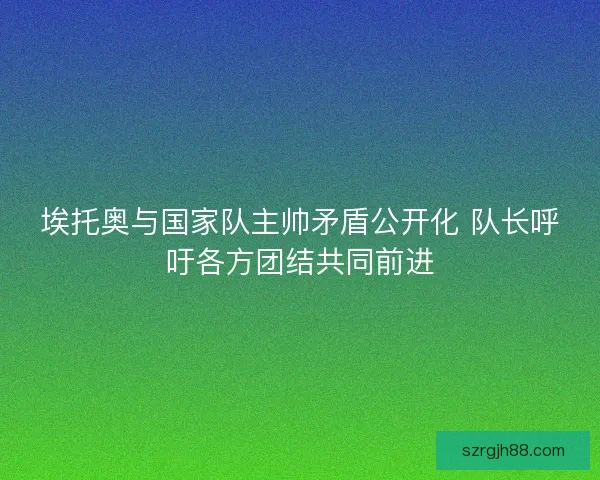 埃托奥与国家队主帅矛盾公开化 队长呼吁各方团结共同前进